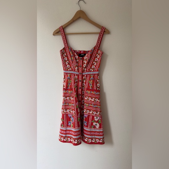 SALONI Fara Floral-Print V-Neck Sleeveless Dress| poppy stripe - Picture 8 of 12